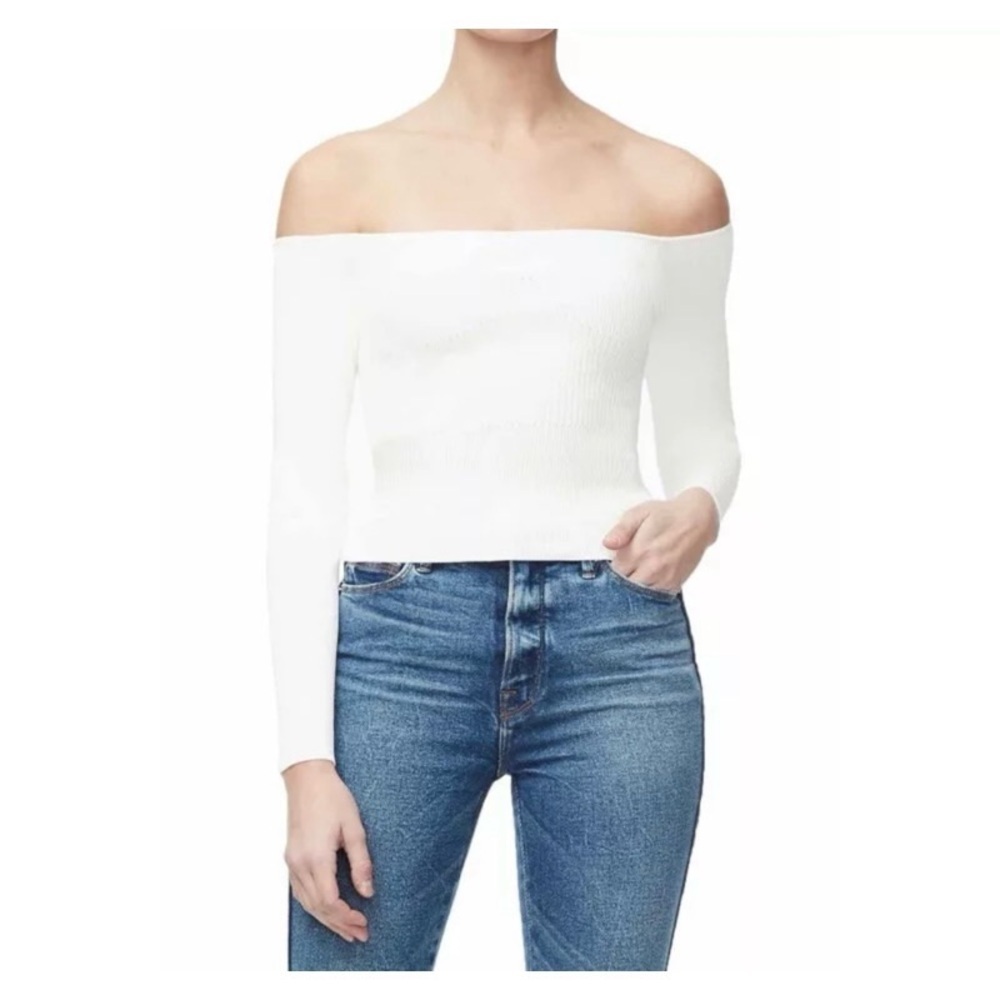 NWT GOOD AMERICAN White Off-The-Shoulder Knit Top